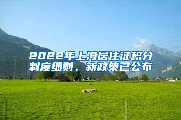 2022年上海居住证积分制度细则，新政策已公布