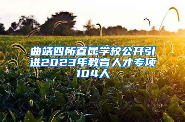 曲靖四所直属学校公开引进2023年教育人才专项104人